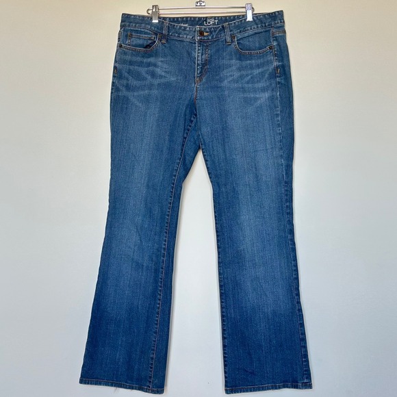 Ann Taylor LOFT Original Bootcut Jeans Womens 14 Medium Wash Blue Denim - Picture 1 of 11